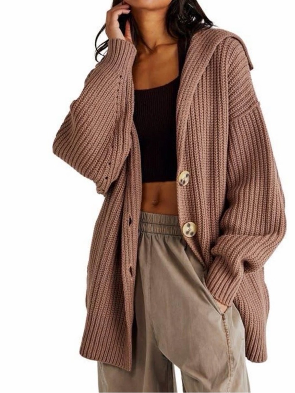 Free People Swim Too Deep Long Sleeve Cardi Sweater NWT Sz XS in Strawberry Roan